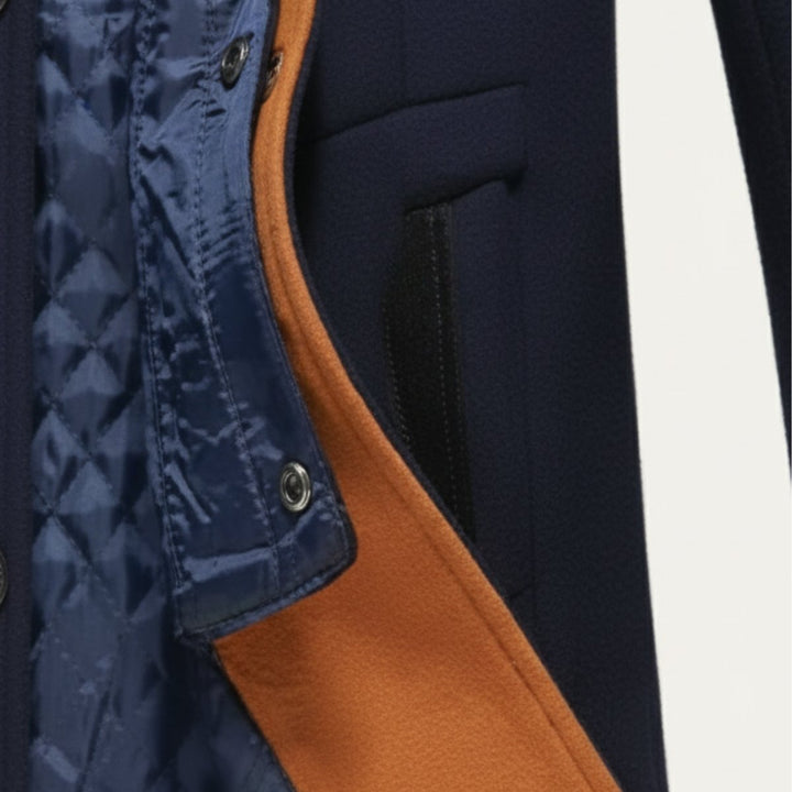 Men's Smart Casual Wool Trench Coat | Stand Collar Detachable Bib Side