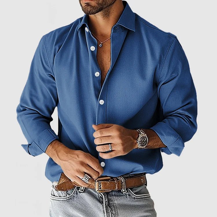 Men's Smart Stylish Open Placket Shirt | Wrinkle Free Close Up
