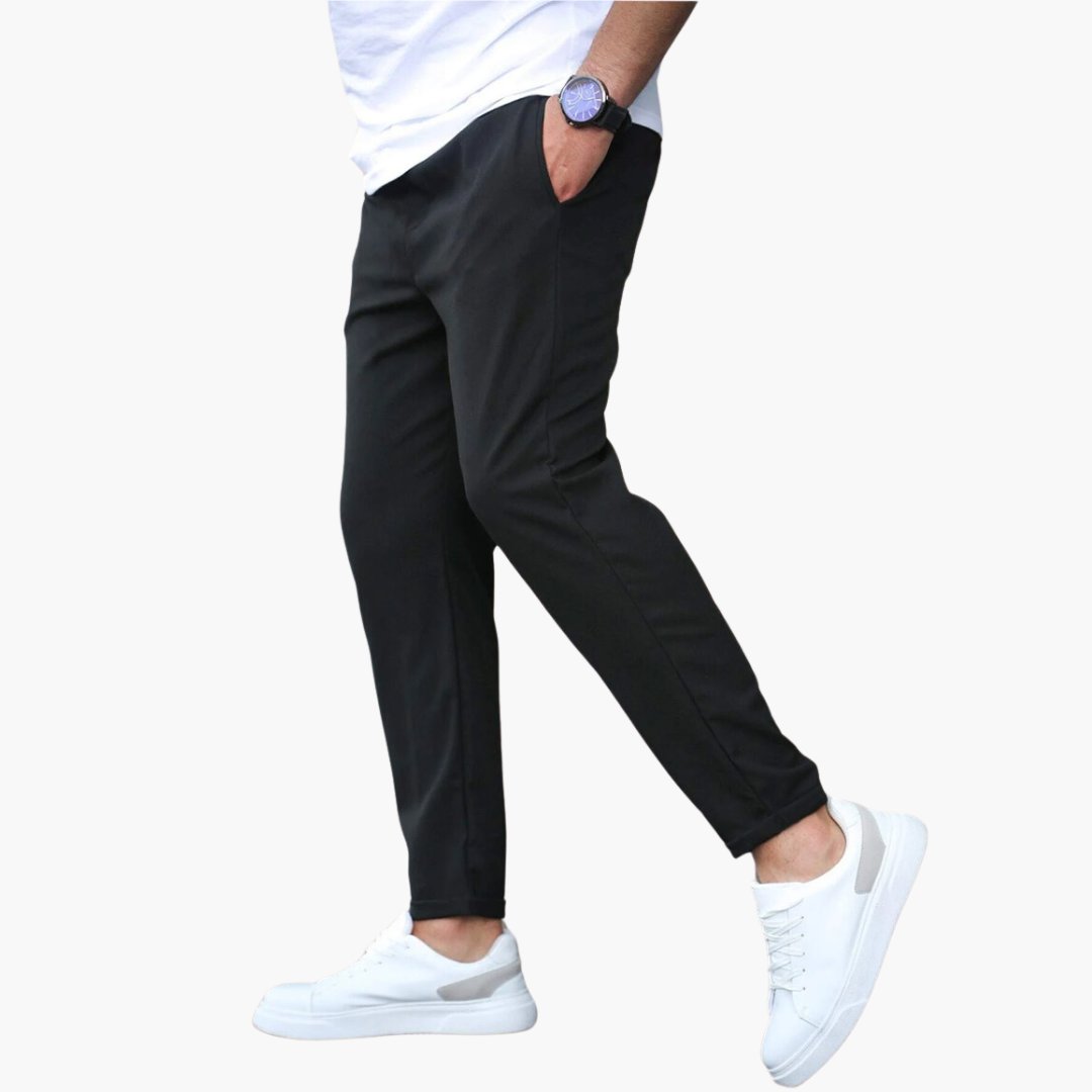 Men's Stretch Pants | Tapered Drawstring Comfort Fit Angle