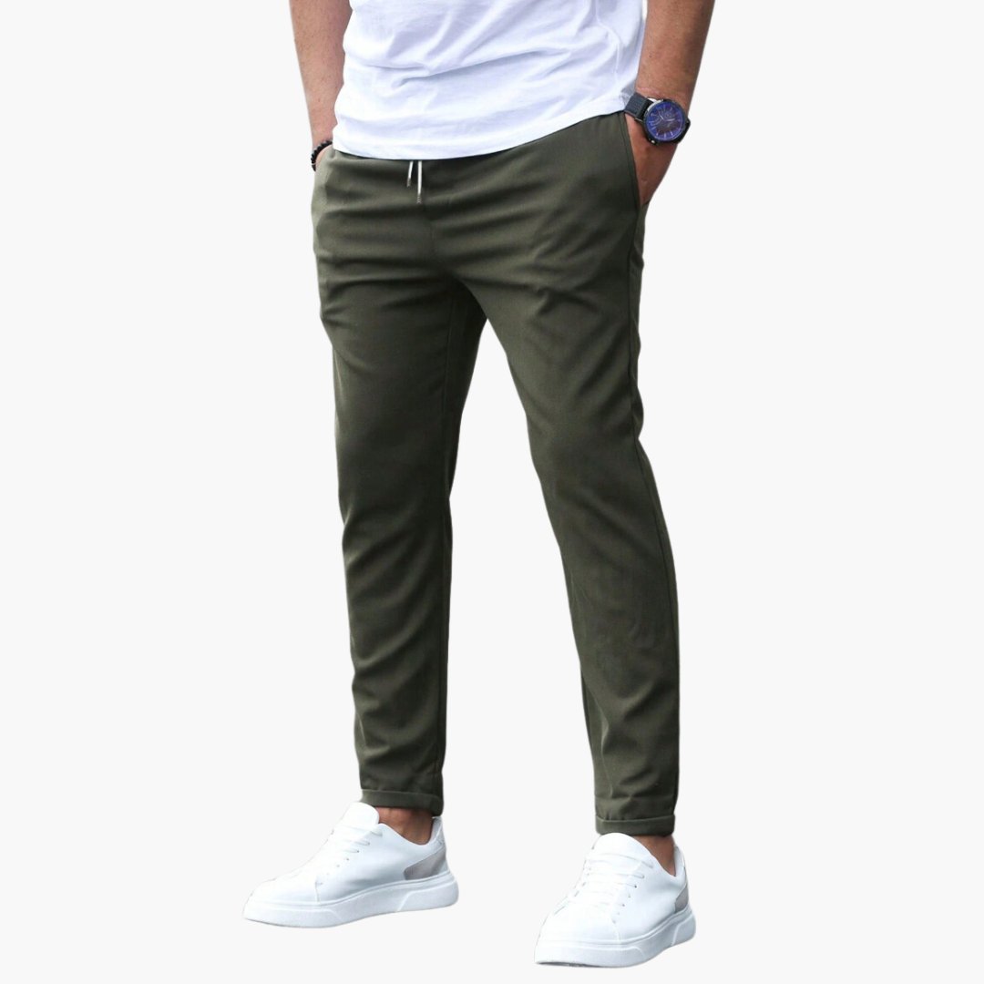 Men's Stretch Pants | Tapered Drawstring Comfort Fit Back