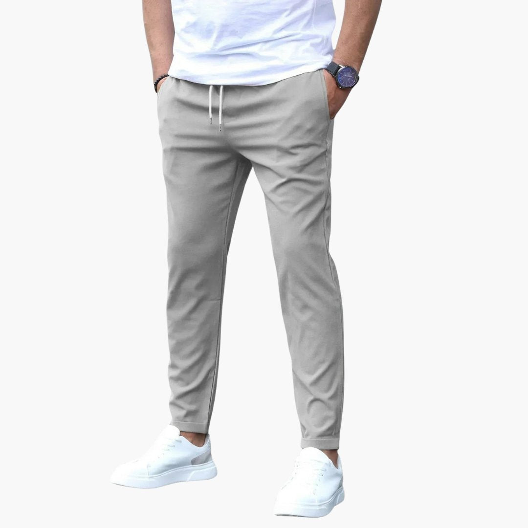 Men's Stretch Pants | Tapered Drawstring Comfort Fit Front