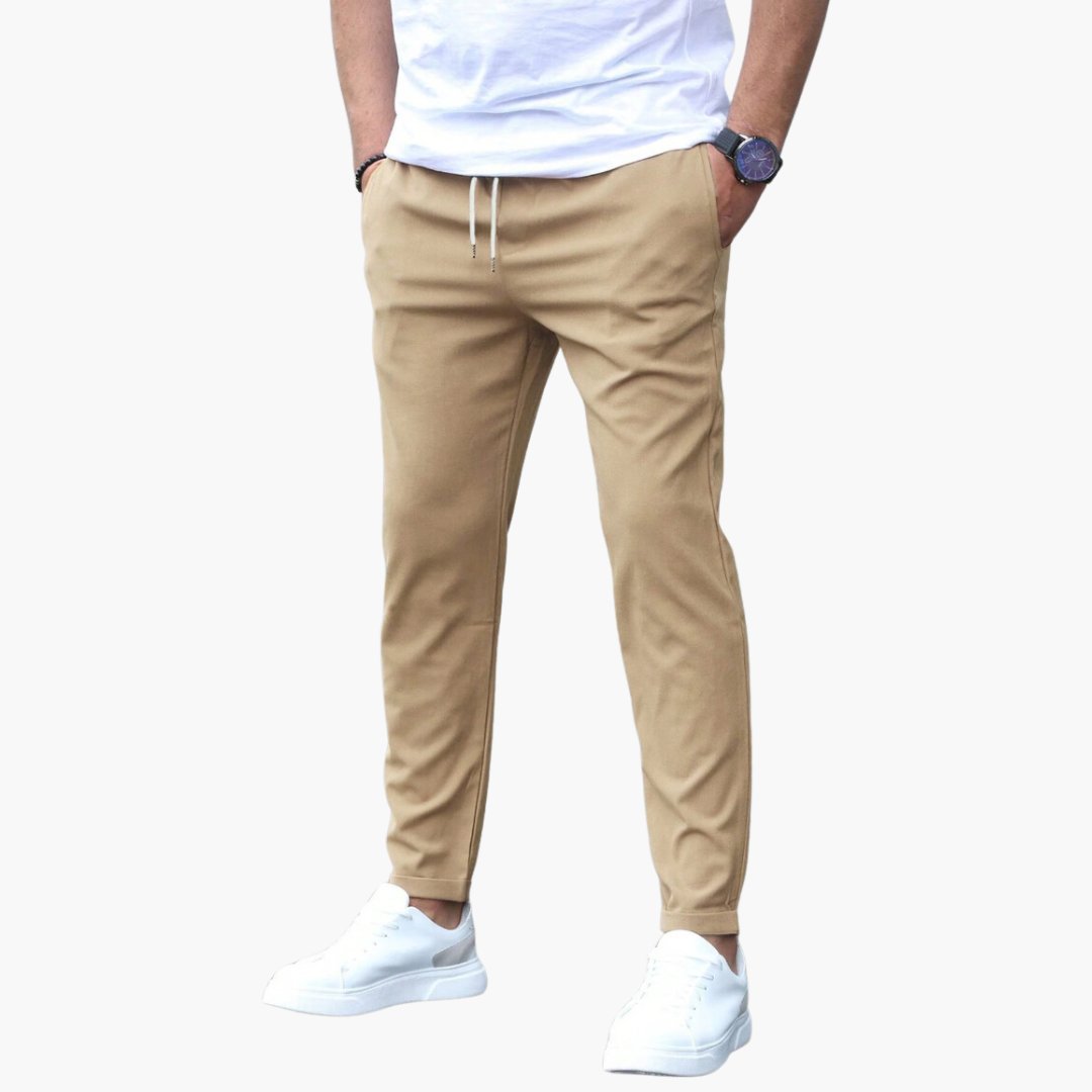 Men's Stretch Pants | Tapered Drawstring Comfort Fit Full
