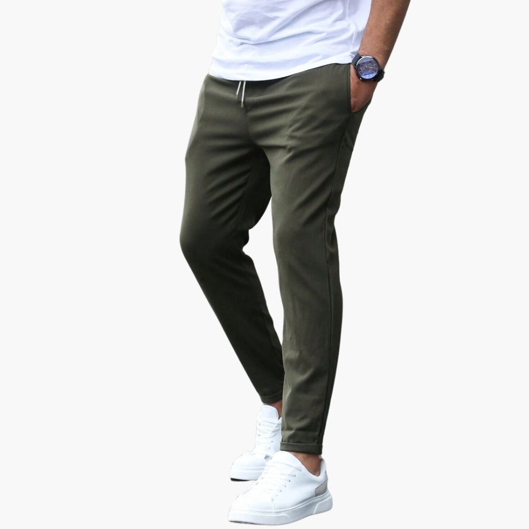 Men's Stretch Pants | Tapered Drawstring Comfort Fit Side