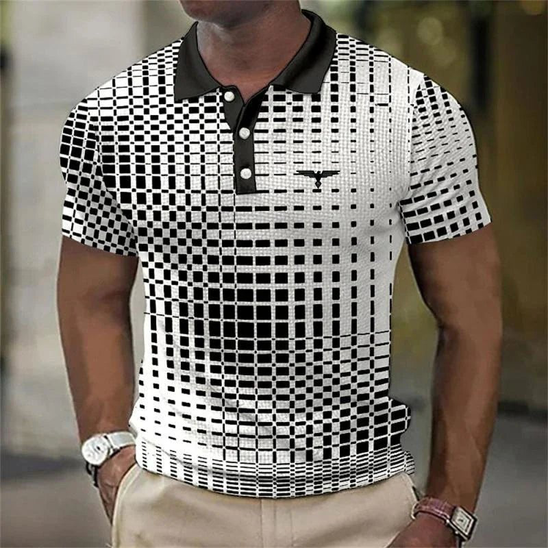 Men's Stretch Pixel Polo Top Detail