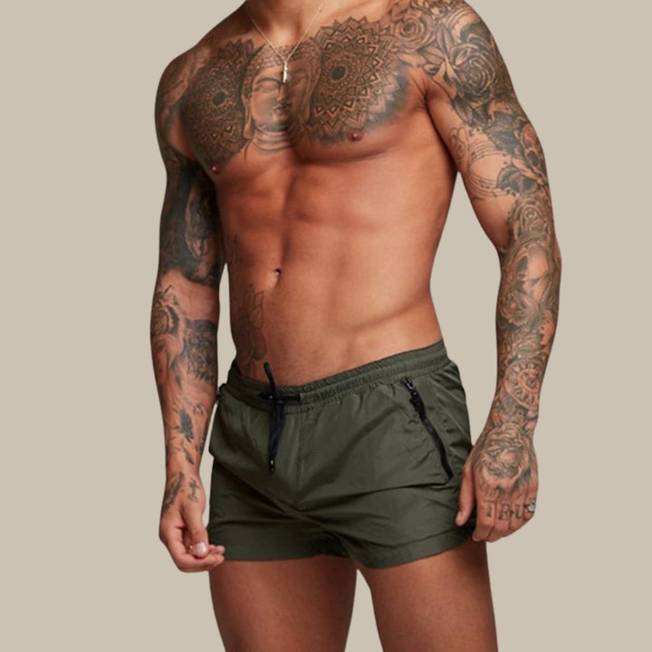 Men's Stretch Quick-Dry Swim Trunks | Drawstring Waist Angle