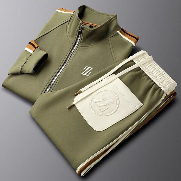 Men's Stripe Tracksuit Set | Zip Jacket & Joggers Back
