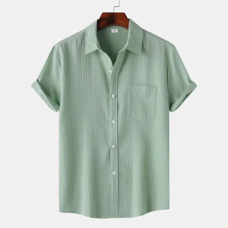 Men's Striped Linen Blouse Shirt | Classic Fit Alternate