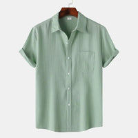Men's Striped Linen Blouse Shirt | Classic Fit Alternate