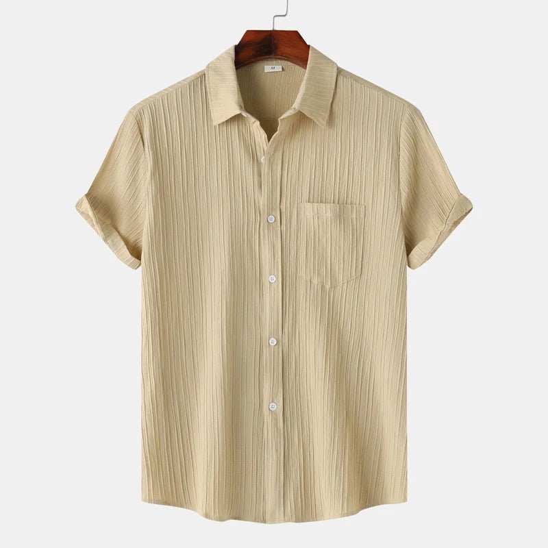 Men's Striped Linen Blouse Shirt | Classic Fit Angle