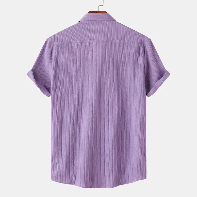 Men's Striped Linen Blouse Shirt | Classic Fit Front