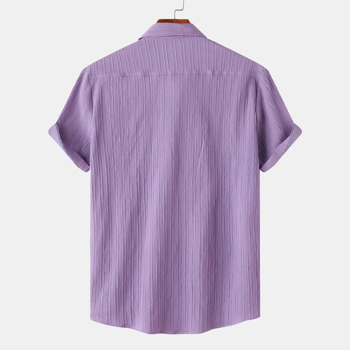 Men's Striped Linen Blouse Shirt | Classic Fit Front