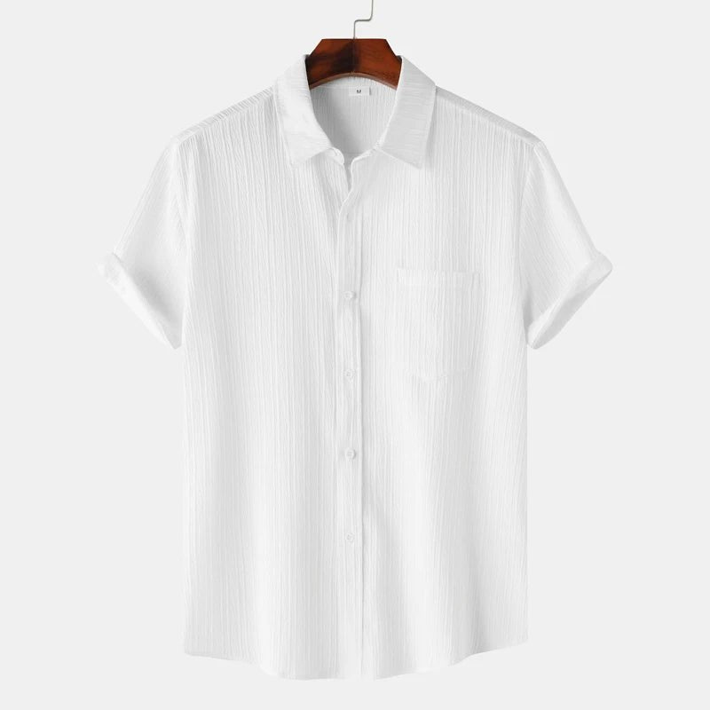 Men's Striped Linen Blouse Shirt | Classic Fit Full