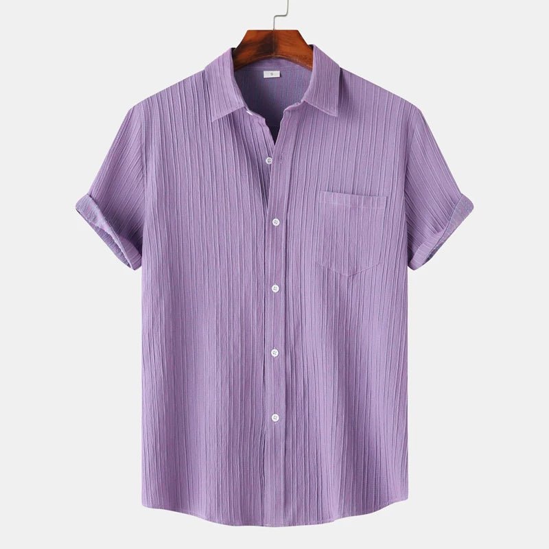 Men's Striped Linen Blouse Shirt | Classic Fit Hero