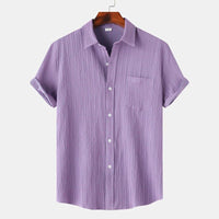 Men's Striped Linen Blouse Shirt | Classic Fit Hero