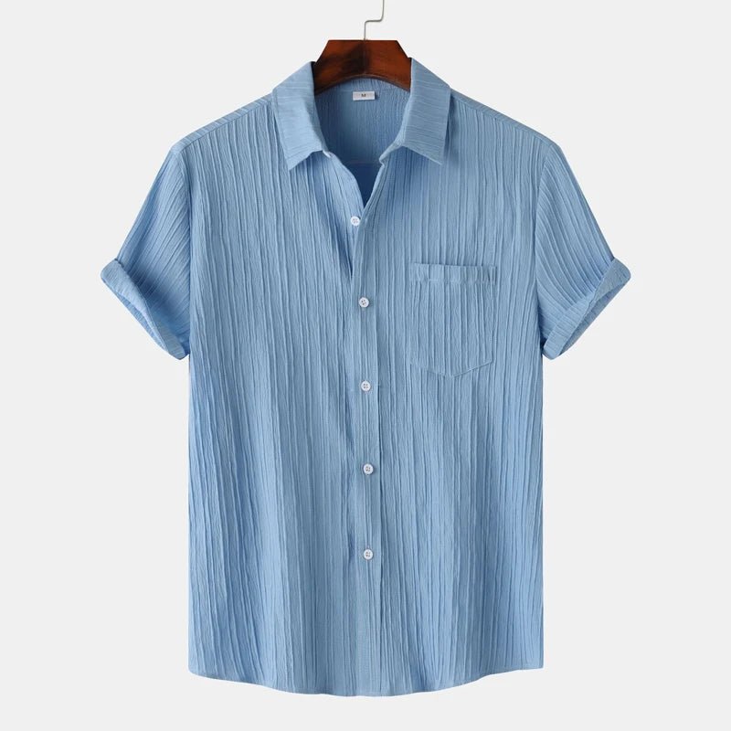 Men's Striped Linen Blouse Shirt | Classic Fit View 11