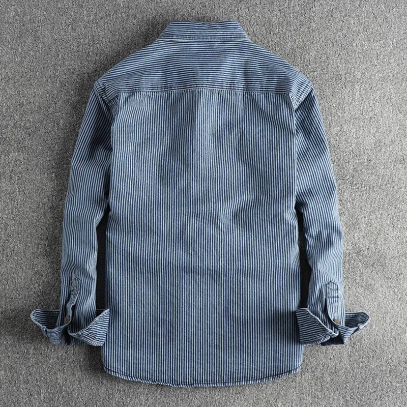 Men's Striped Vintage Denim Shirt | Classic Detail