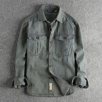 Men's Striped Vintage Denim Shirt | Classic Front