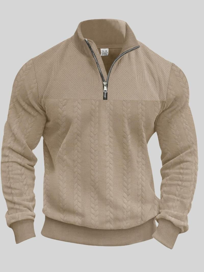 Men's Stylish Half Zip Pullover | Quarter-Zip Stand Collar Angle