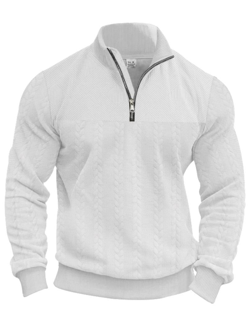 Men's Stylish Half Zip Pullover | Quarter-Zip Stand Collar Close Up