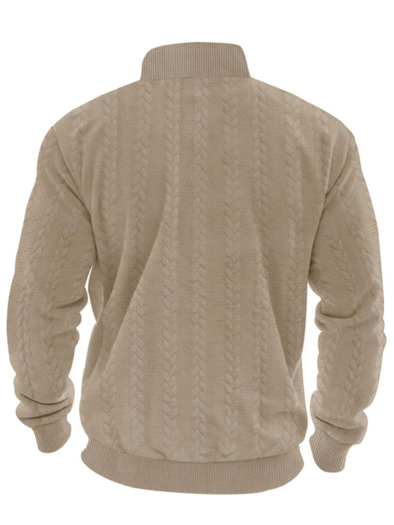 Men's Stylish Half Zip Pullover | Quarter-Zip Stand Collar Full