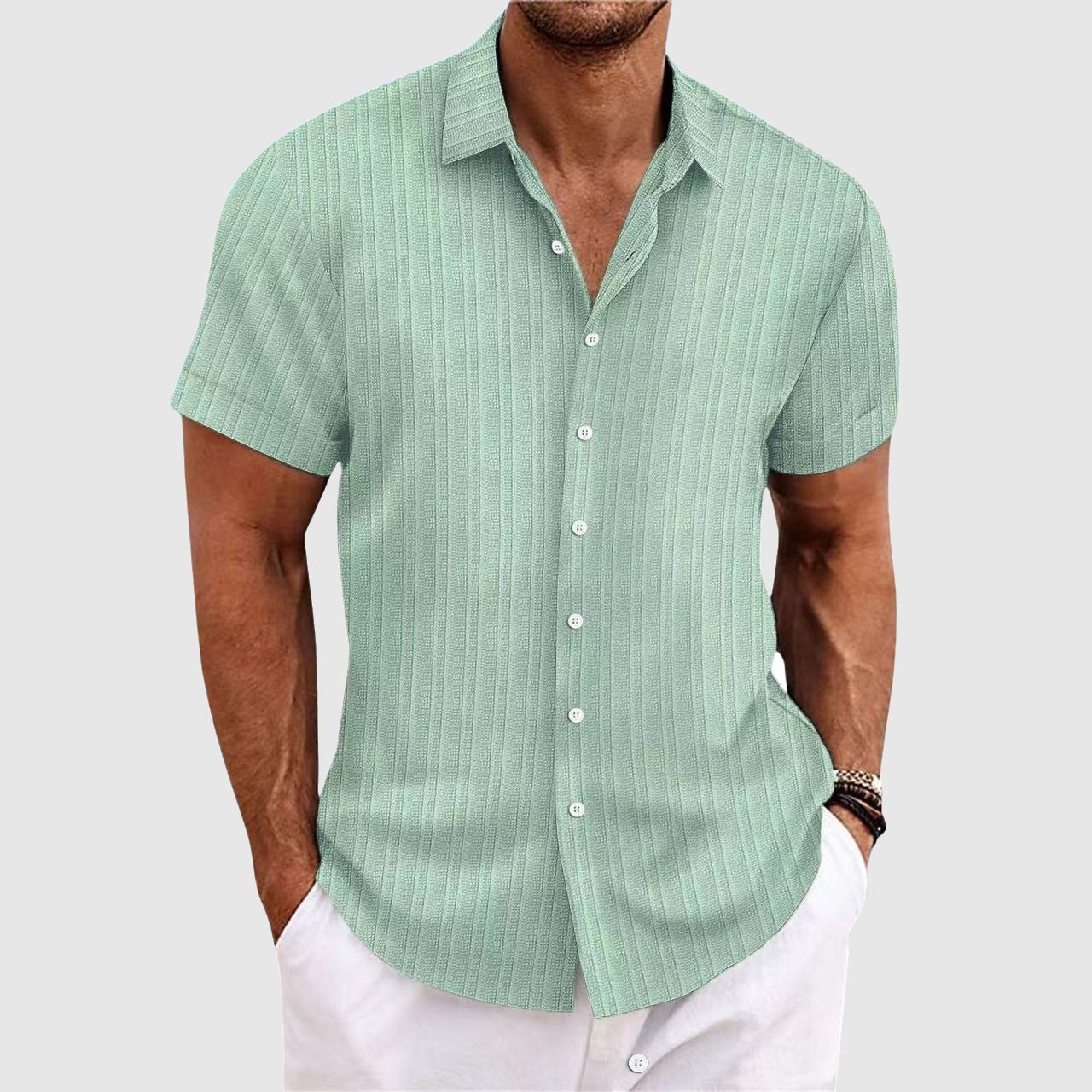 Men's Summit Stripe Shirt | Ribbed Texture Detail
