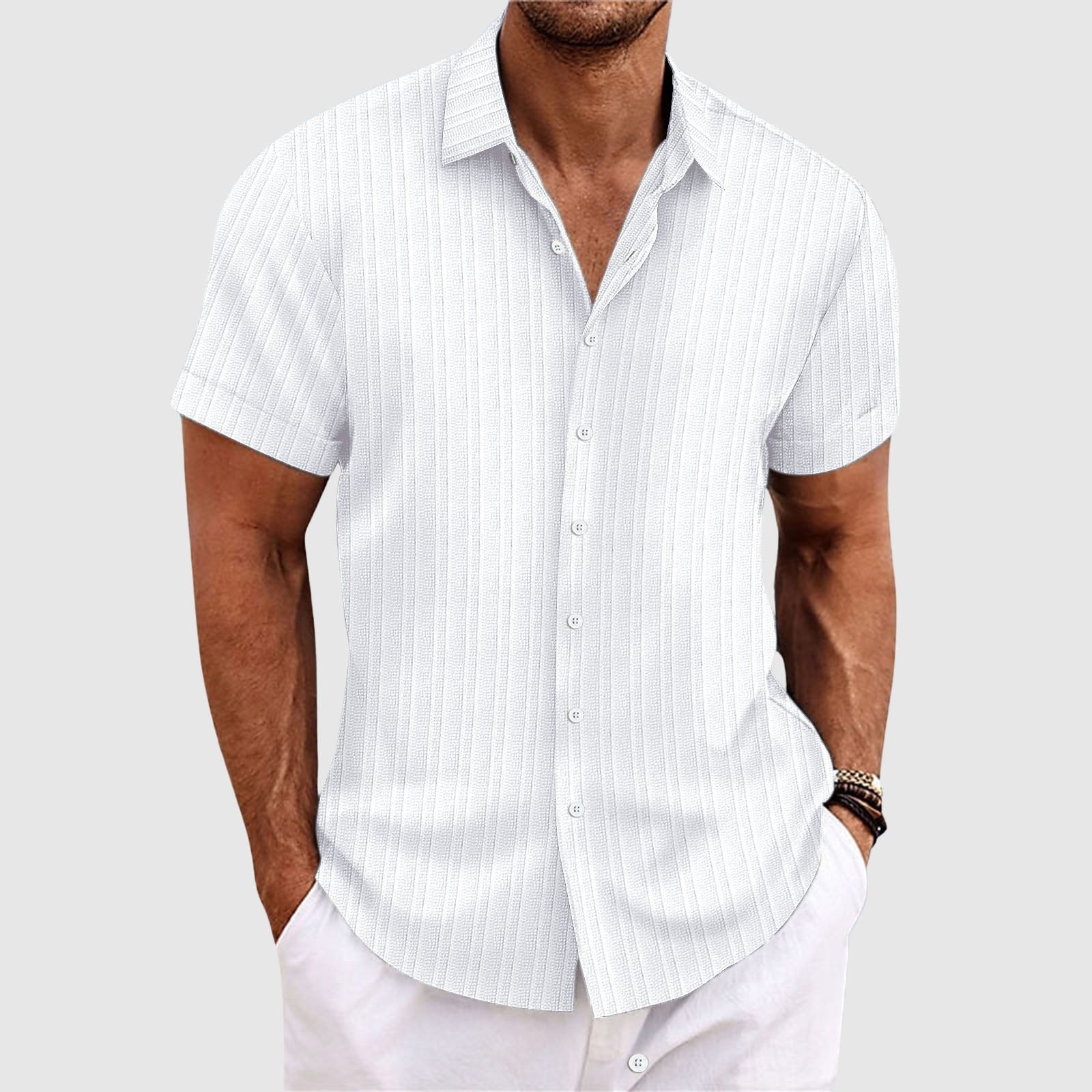 Men's Summit Stripe Shirt | Ribbed Texture Front