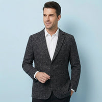 Men's Tailored Fit Suit Plaid Blazer | Patch Pocket Classic Back