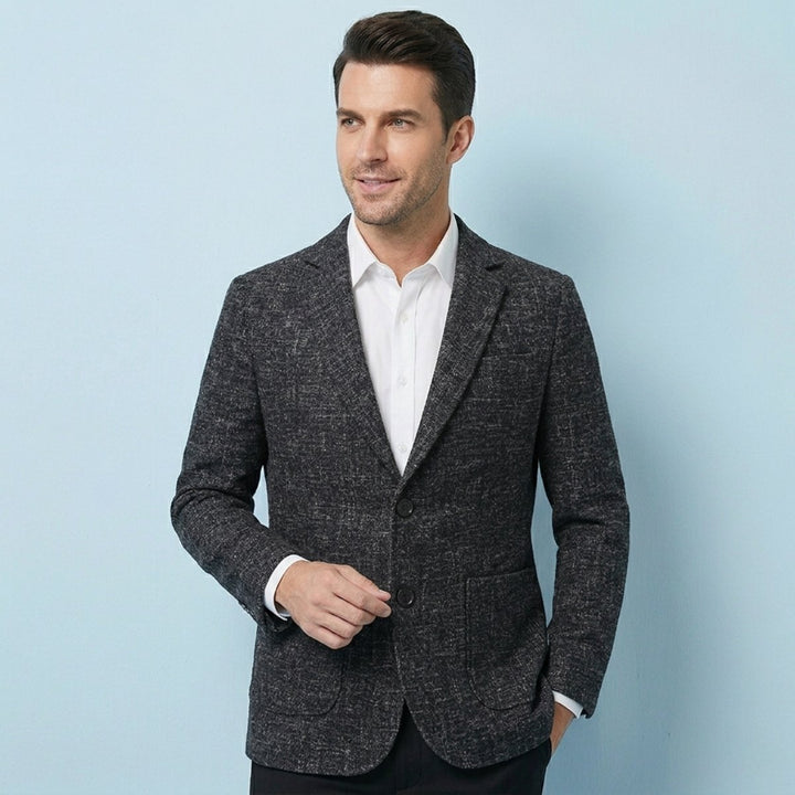 Men's Tailored Fit Suit Plaid Blazer | Patch Pocket Classic Back