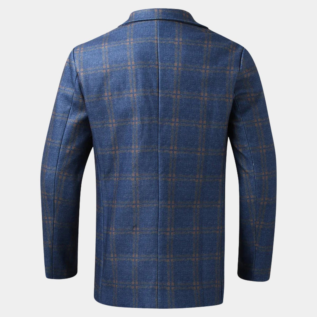 Men's Tailored Fit Suit Plaid Blazer | Patch Pocket Classic Detail