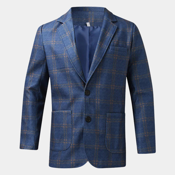 Men's Tailored Fit Suit Plaid Blazer | Patch Pocket Classic Hero