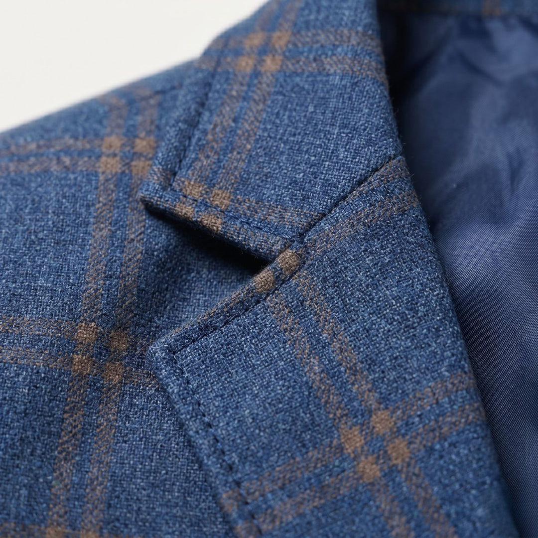 Men's Tailored Fit Suit Plaid Blazer | Patch Pocket Classic View 13
