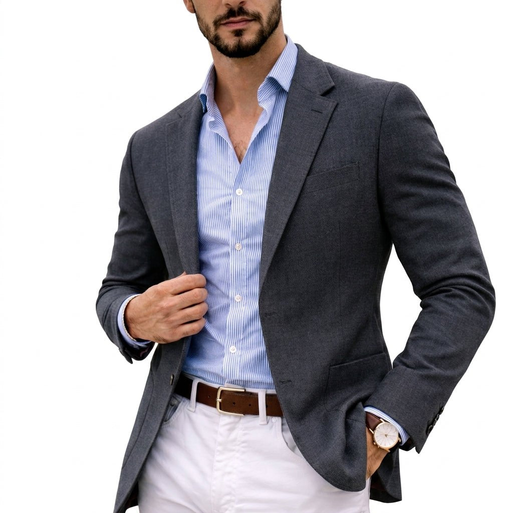 Men's Tailored Knit Suit Blazer Detail