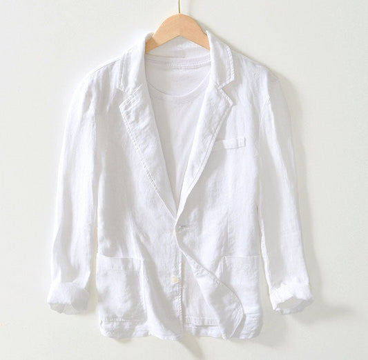Men's Tailored Linen Blazer | Notch Lapel Front
