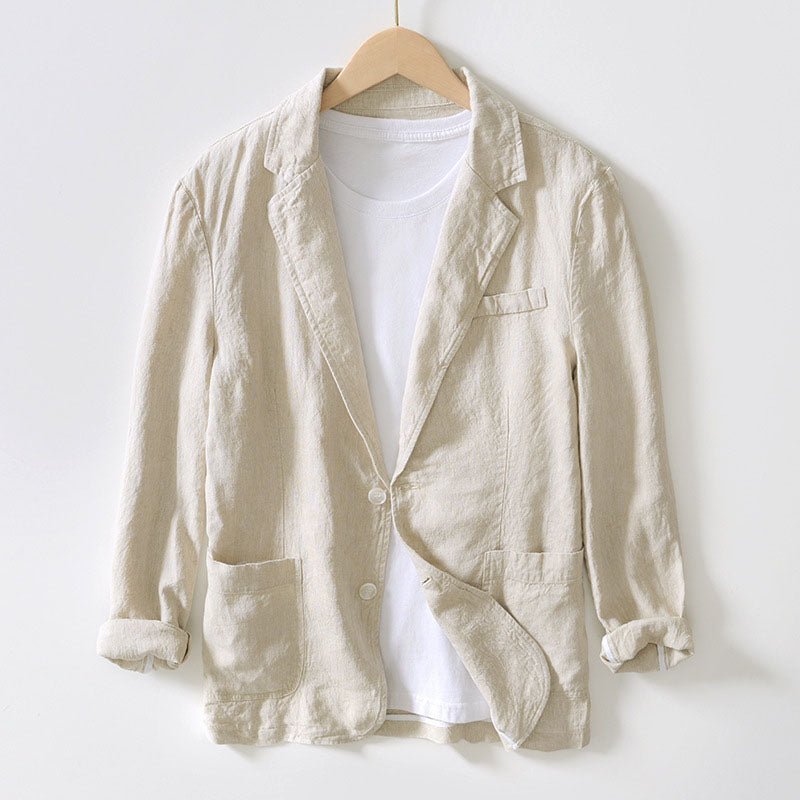 Men's Tailored Linen Blazer | Notch Lapel Hero