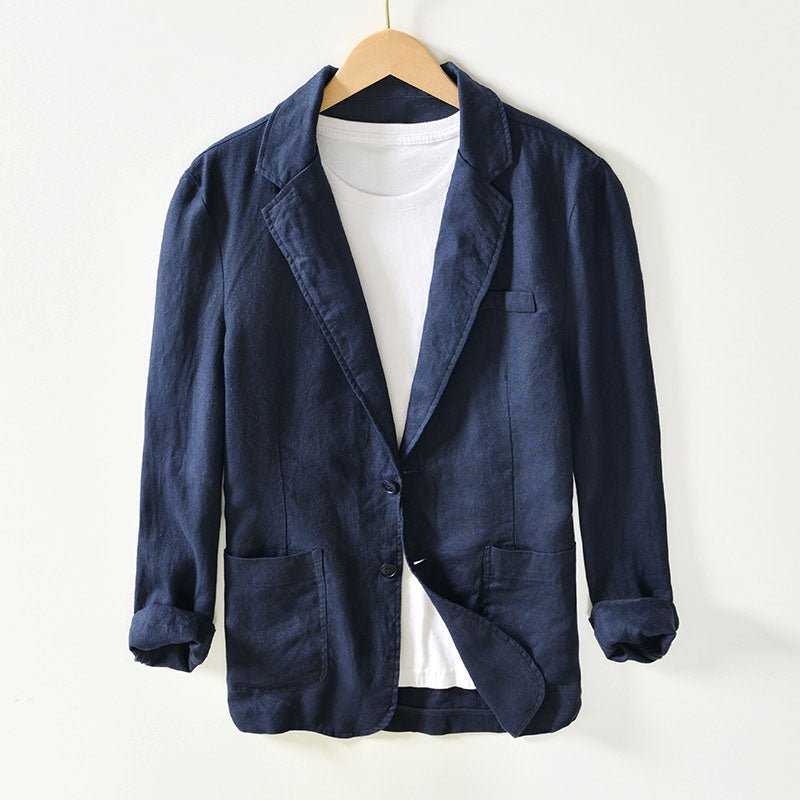Men's Tailored Linen Blazer | Notch Lapel Side
