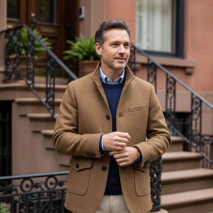 Men's Tailored Wool Overcoat | Flap Pocket Smart Fit Alternate