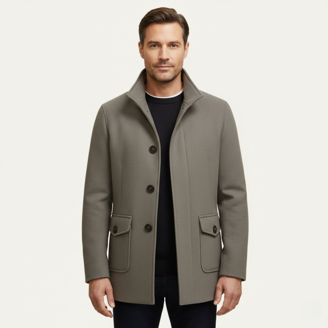 Men's Tailored Wool Overcoat | Flap Pocket Smart Fit Front