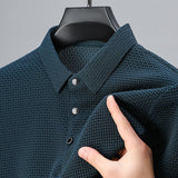 Men's Textured Elegance Polo Shirt | Snap Button Placket
