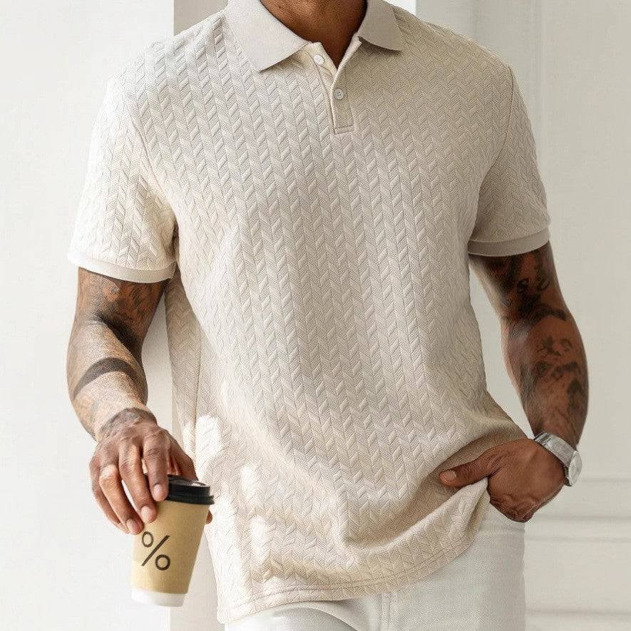 Men's Textured Knit Polo Top Back