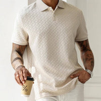 Men's Textured Knit Polo Top Back