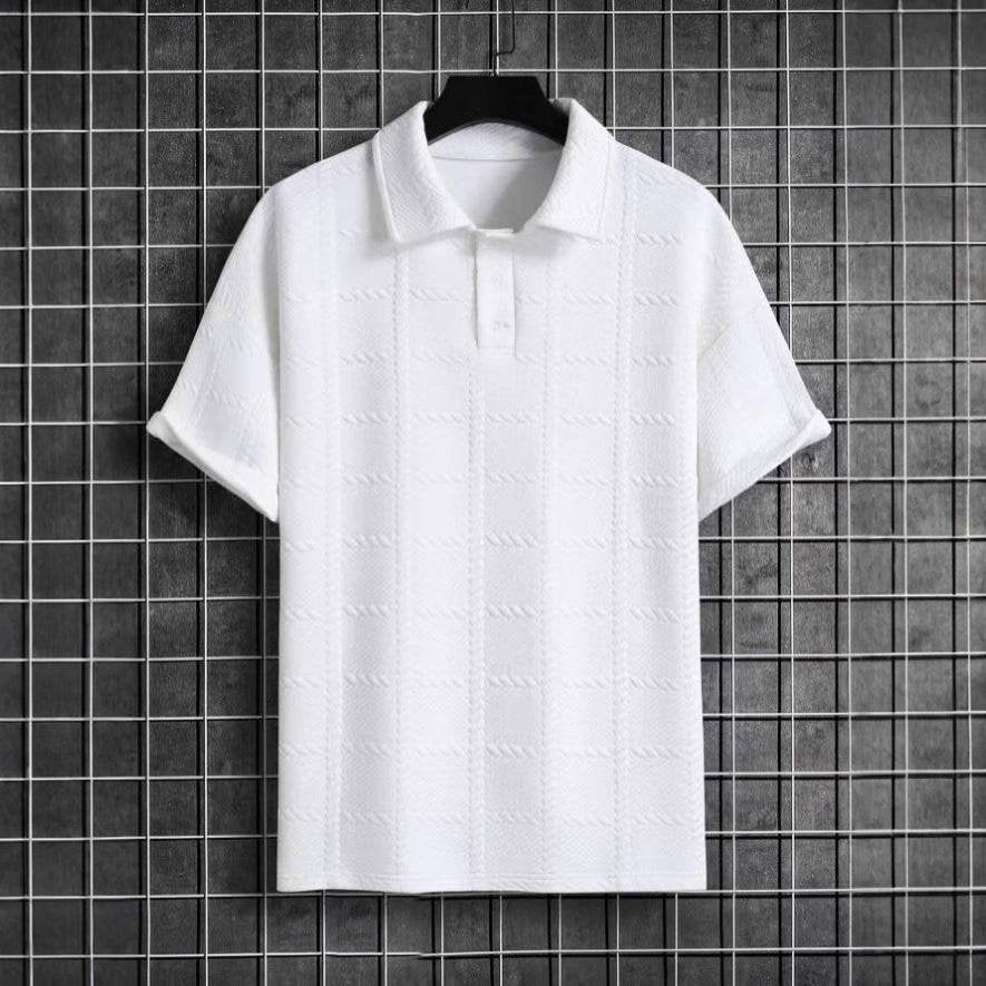 Men's Textured Knit Polo Top Front