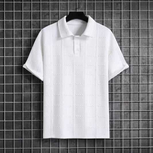 Men's Textured Knit Polo Top Front