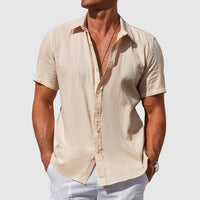 Men's Textured Linen Top Front