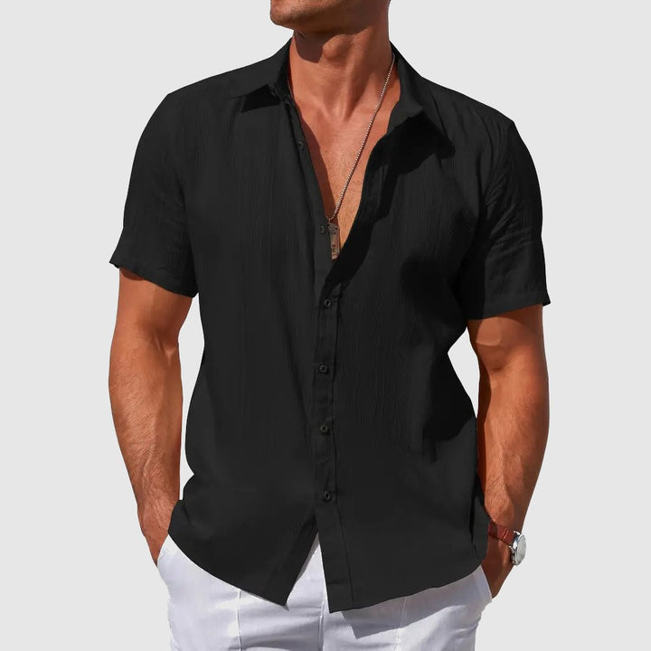 Men's Textured Linen Top Side