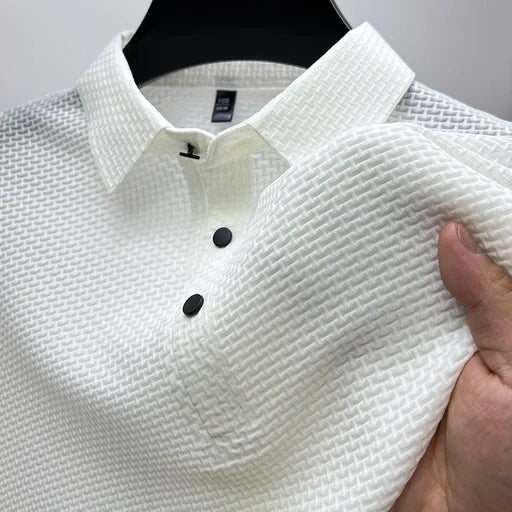 Men's Textured Weave Polo Shirt | Short Sleeve Back