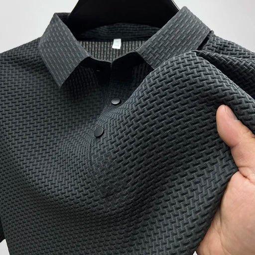 Men's Textured Weave Polo Shirt | Short Sleeve Side