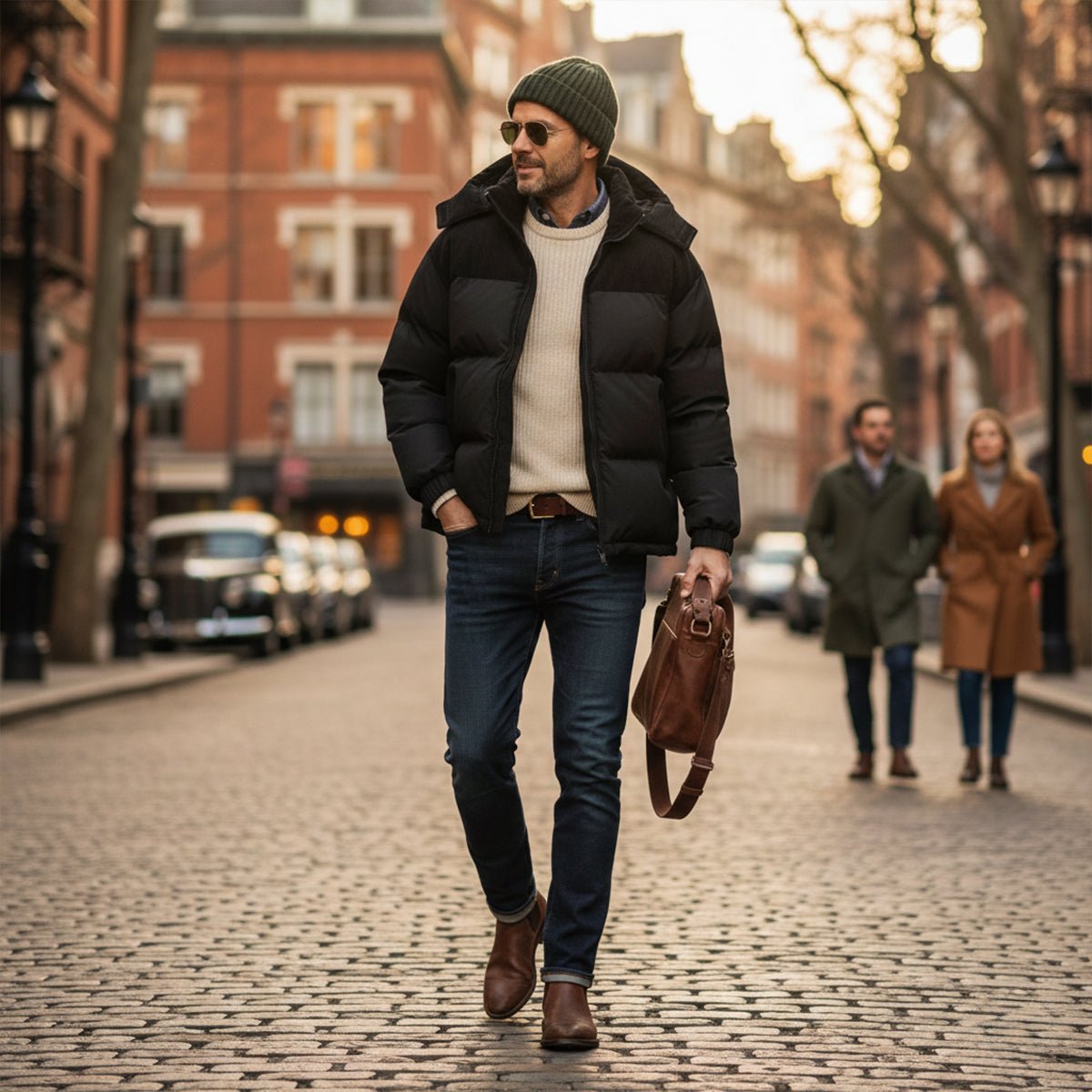 Men's Thick Hooded Puffer Winter Jacket | Corduroy Yoke Alternate
