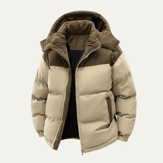 Men's Thick Hooded Puffer Winter Jacket | Corduroy Yoke Hero