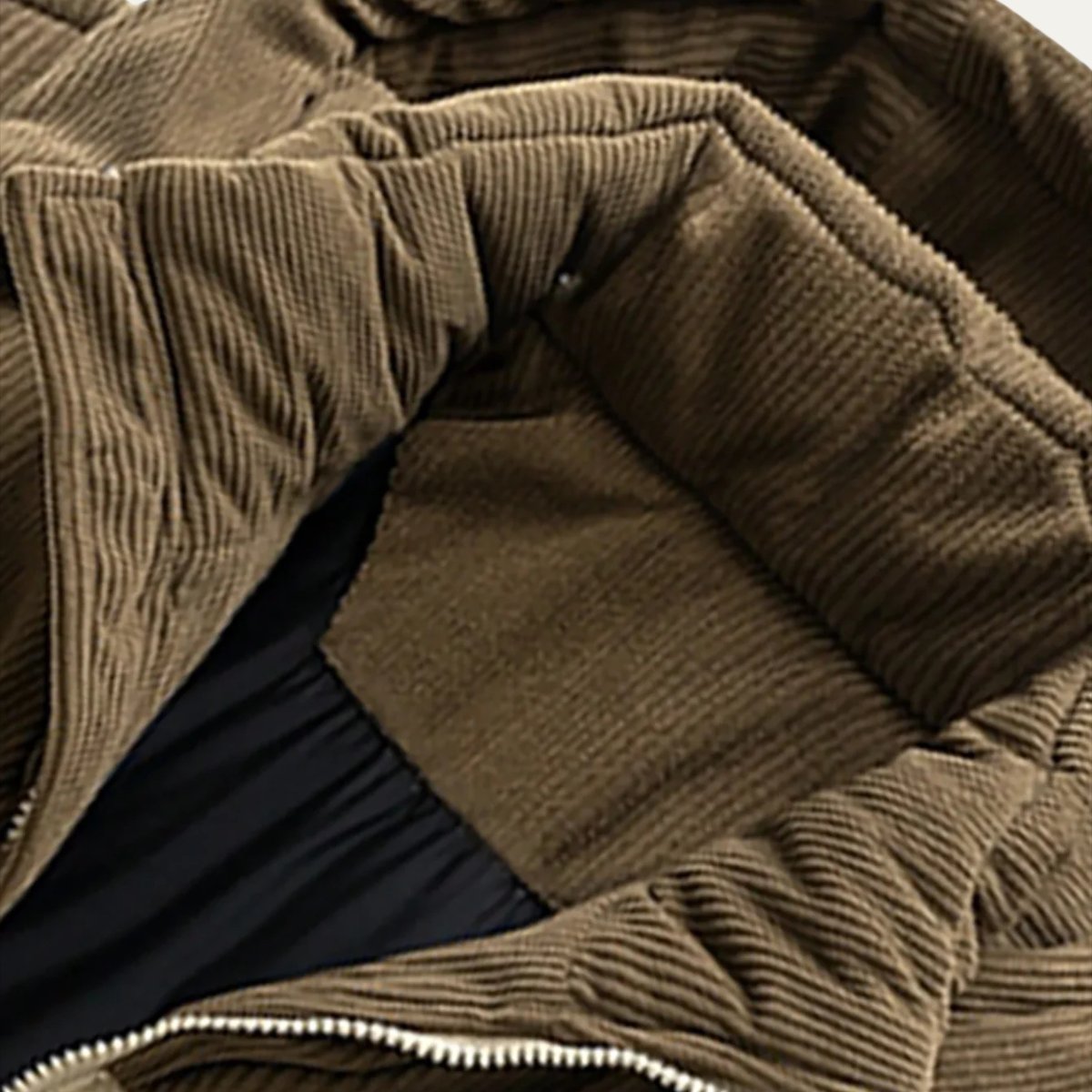 Men's Thick Hooded Puffer Winter Jacket | Corduroy Yoke Side