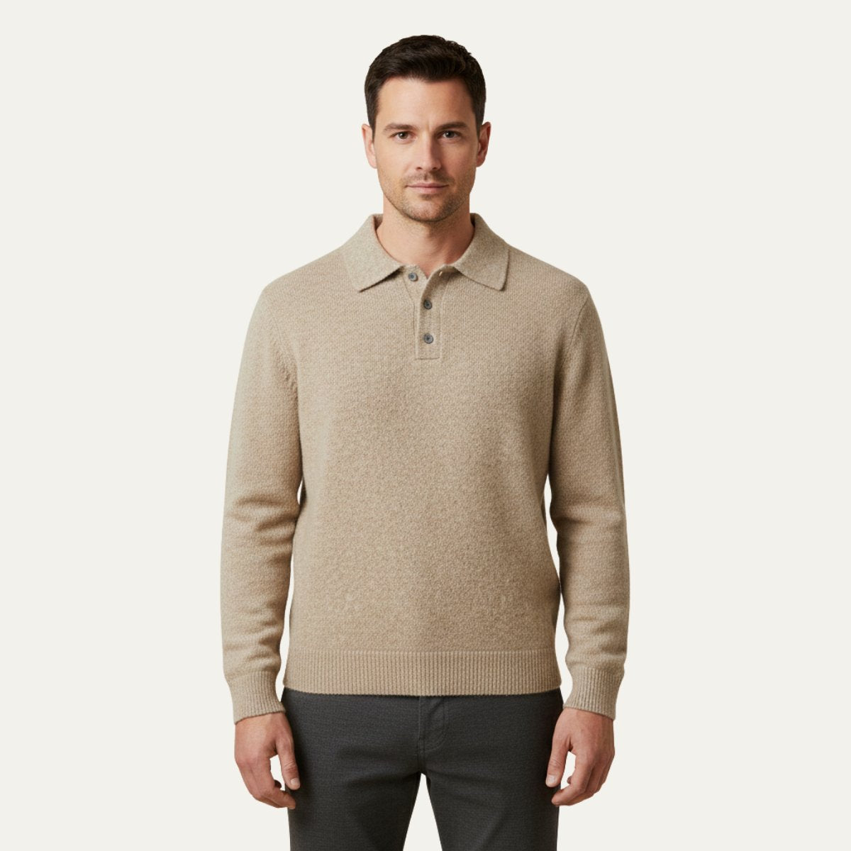 Men's Trendy Soft Knit Polo Sweater | Polo Collar Angle